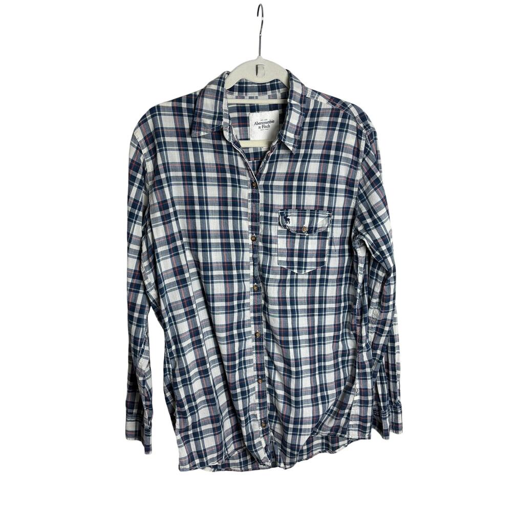 Vintage Abercrombie & Fitch Blue Plaid Button Up Oversized Preppy L